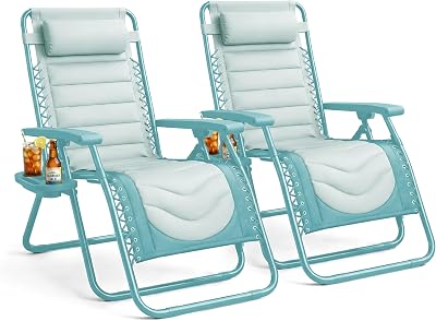 KEPLIN Set of 2 XXL Premium Heavy Duty Padded Zero Gravity Chairs