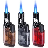 3 Pack Torch Lighter Mini Refillable Butane Lighters Utility Lighter Long Wand Pocket Lighter Windproof Gas Lighter Jet Flame Multi-Purpose for Candle Camping BBQ Grill(No Fuel) Assorted Colors
