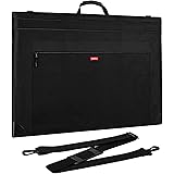 Nicpro Light Weight Art Portfolio Bag, 20x26" Black Art Canvas Portfolio Case with Detachable Shoulder Strap, Leather Corners