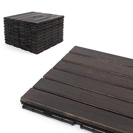 Acacia Wood Outdoor Flooring Deck Tiles Ebony Finish 10 Pack