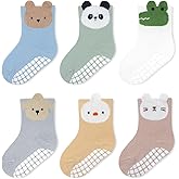 Bearbay Baby Non Slip Ankle Socks with Grippers for 0 Months-7 Years Old Walking Socks