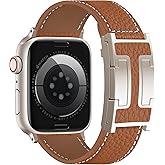 Charlam Leather Magnetic Watch Band, Compatible with Apple Watch Bands 40mm 38mm 41mm 42mm 44mm 45mm 46mm 49mm Women Men, Top Grain Leather Designer Strap for iWatch Series 11/10/9/8/7/6-1/Ultra 3/SE3
