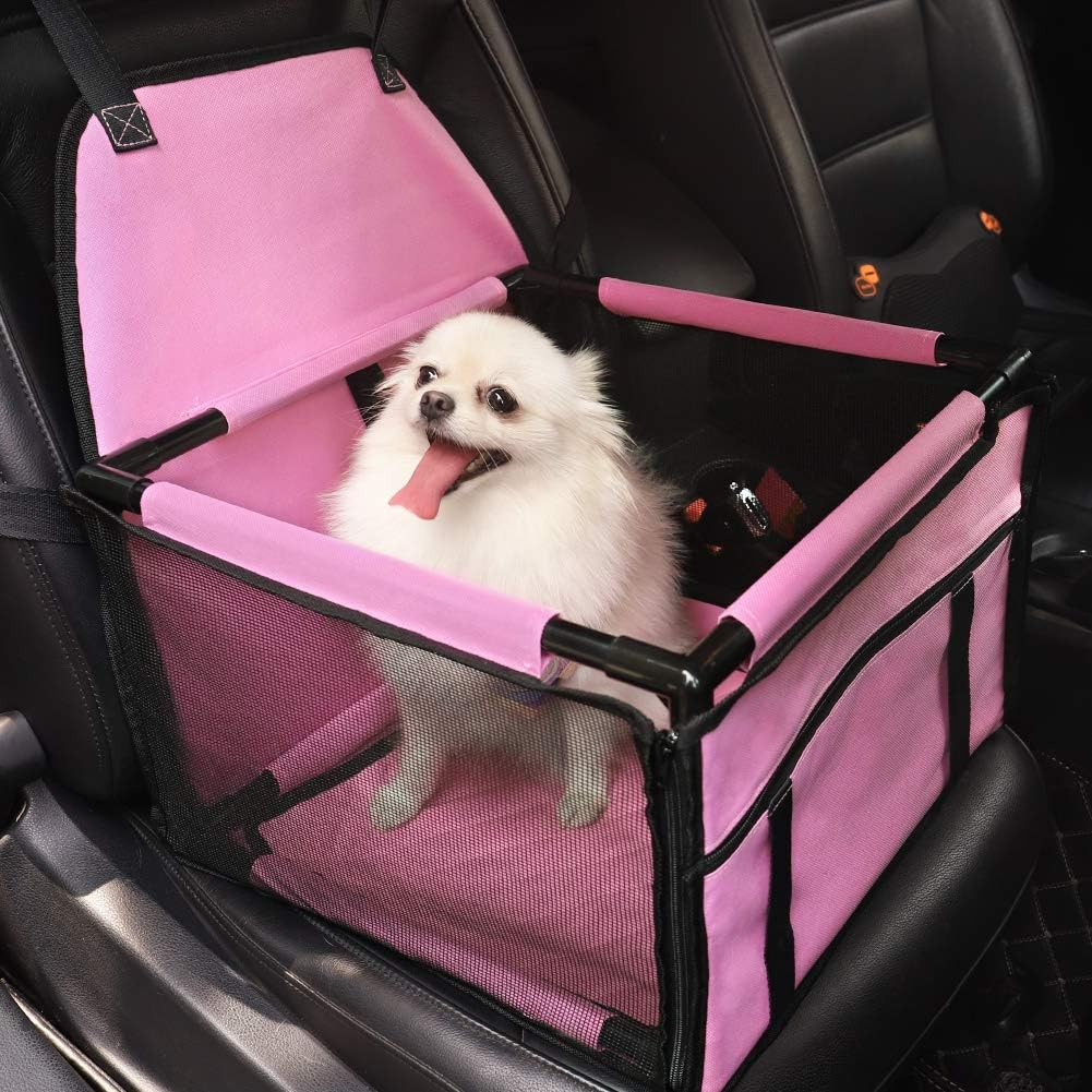 HIPPIH Small Dog Car Seat, Upgraded Sturdy Pet Car Seat for Medium Dogs with Whole PVC Bars Frame, Dog Booster Seats for Vehicles with Anti-Skid Mat, Puppy Car Seat for Pets Under 11 lb : Pet Supplies