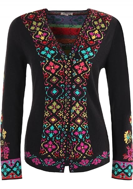 Ivko Cardigan Intarsia Pattern Black Us 8 Eur 38 At