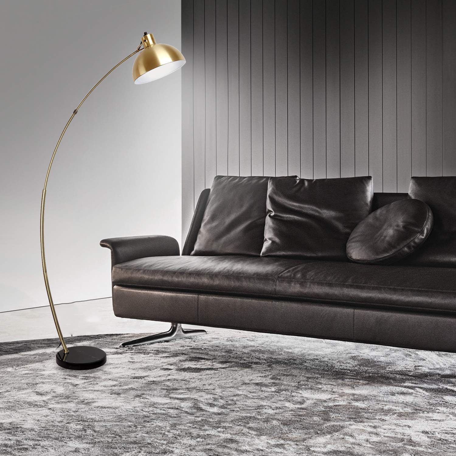 Osasy Modern Adjustable Floor Lamp in Antique Brass and Black Marble, Eye Protection Reading Lamp, E27 Socket, 165cm Tall - Image 4