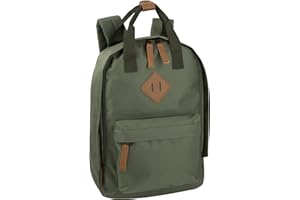 MADISON & DAKOTA Canvas Mini Backpack for Everyday & Day Pack Rucksack in Solid Color Blocks (Hunter)