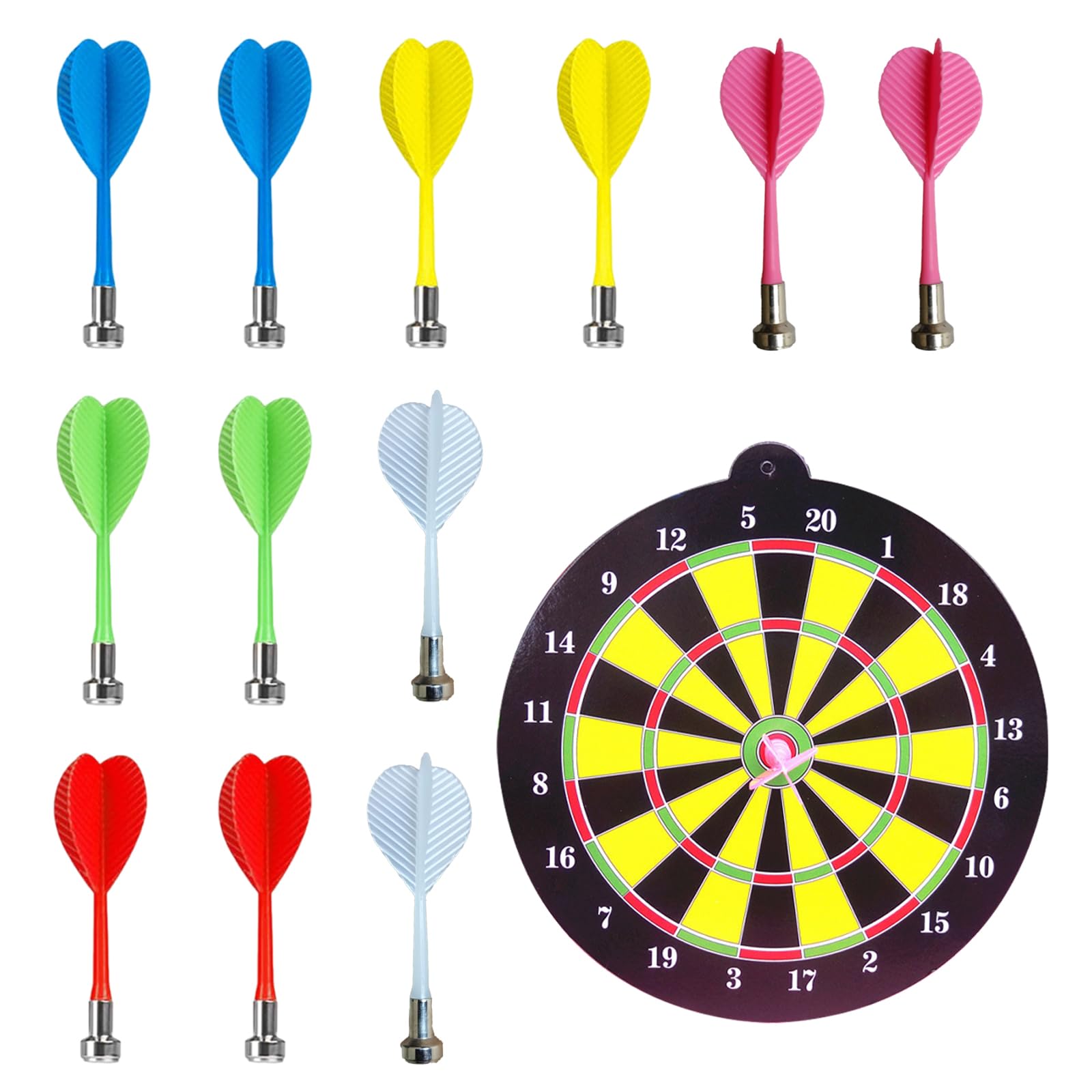 14 Piece Kids Dart Set, Magnetic Double Sided Large Size Dart Board Game for Family Fun