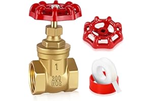 Boltigen 1’’ NPT Brass Gate Valve, 200 WOG Manual Rotary Sluice Valve with Wheel Handle, Double Female Thread Heavy Duty Water Shut Off Gate for Water, Oil, Gas, Plumbing and HVAC Systems