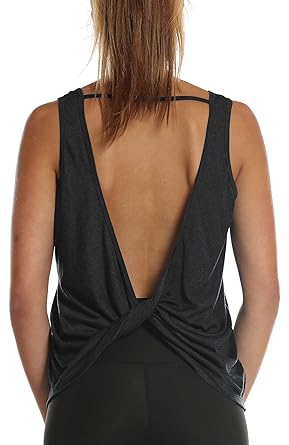 icyzone Damen Tank Tops Rückenfrei - Sport Oberteil Yoga T-Shirt Casual Bluse Vest Ärmellose