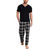 GYS Men's Pajamas Set Short Sleeve Sleepwear Soft Pjs Top with Pants Cool Loungewear Set,Viscose Made from Bamboo