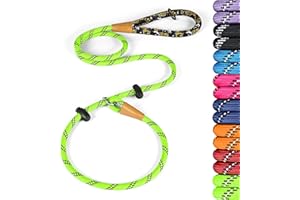 lynxking Slip Lead Dog Leash Reflective, 6 FT x 1/2" Heavy Duty Comfortable Strong Rope Leash for Large, Medium Dogs, No Pull