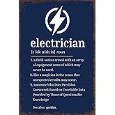 Vintage Metal Sign Electrician Definition Poster Retro Tin Signs Funny Aluminum Sign For Man Cave, Garage, Living Roome, Cafe And Pub Decoration 8 X 12 Inch