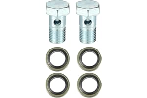 X AUTOHAUX 2 Set Universal Auto Banjo Bolt Brake Fitting Adapter Kit M14 x 1.5 Brake Line Thread Bolt with 14mm ID Washers