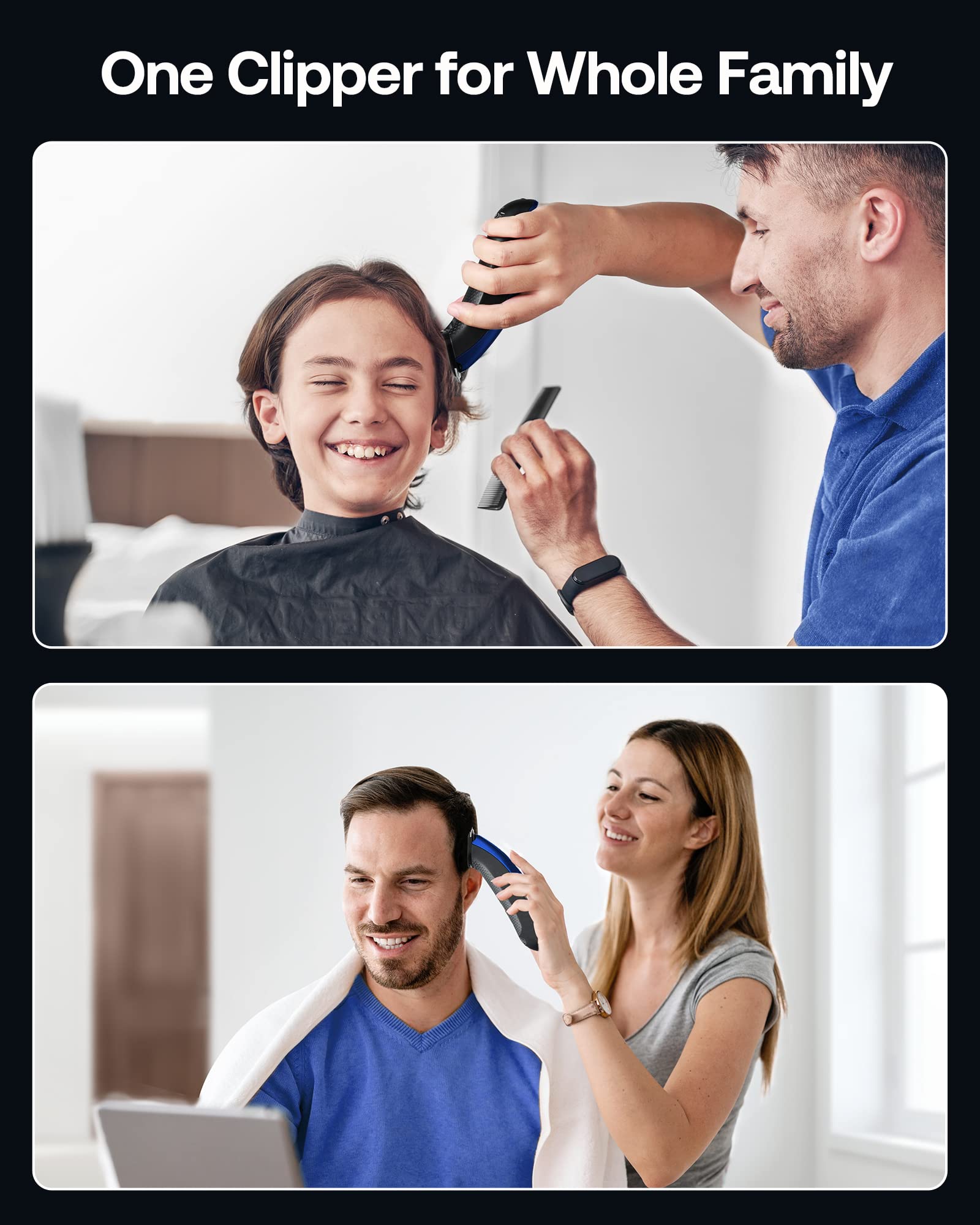 GLAKER Hair Clippers for Men - Cordless 2 in 1 Versatile Hair Trimmer with 10 Guards, Detachable Blades & Turbo Motor, Professional Mustache Grooming Kit for Barbers, USB C Rechargeable