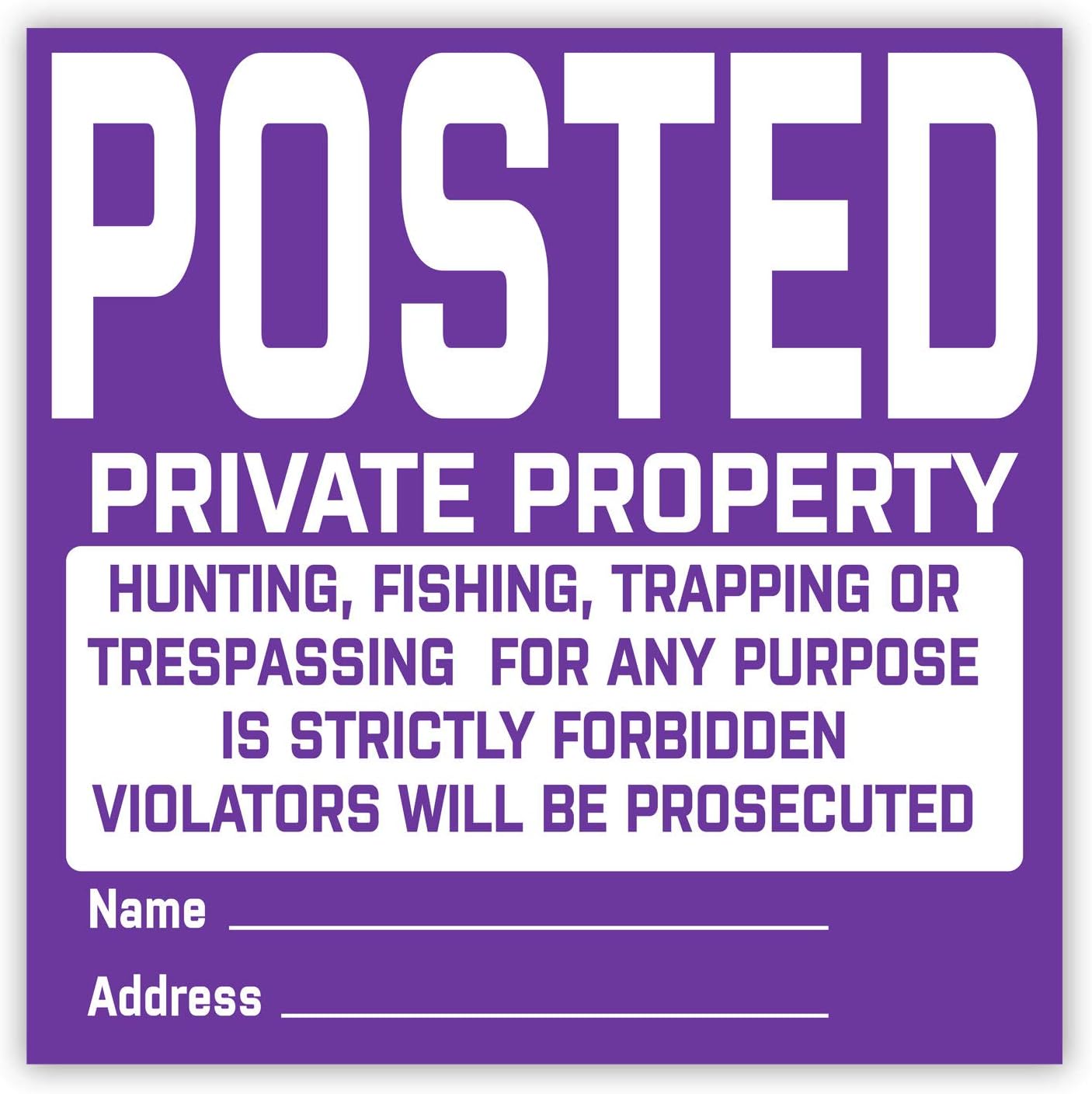 Posted Private Property Signs No Hunting Trespassing Vinyl Durable Tyvek Posted