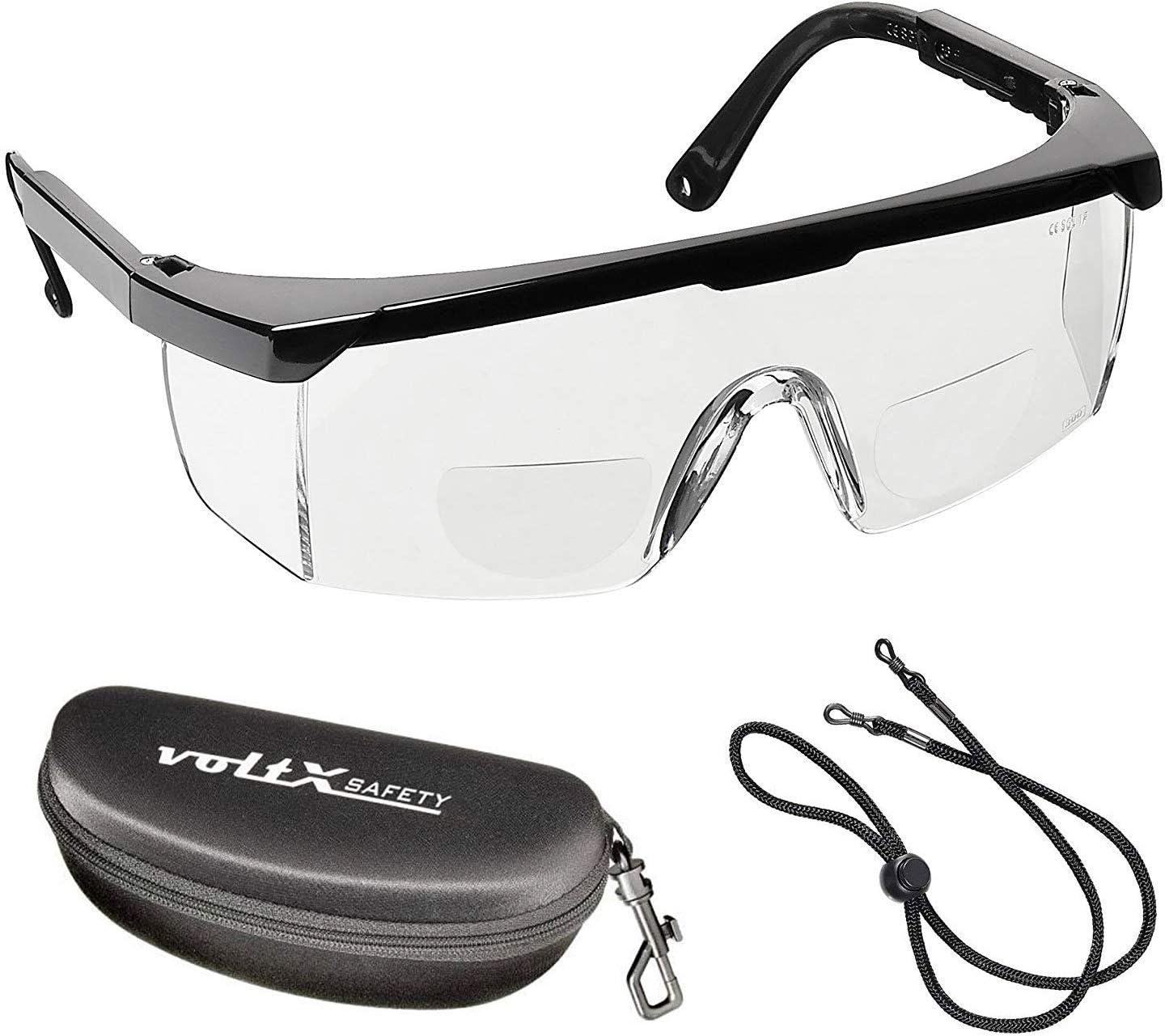 voltX 'Classic' Bifocal Safety Glasses (Clear, 1.0 Dioptre) with Case