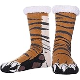 SDBING Mens Slipper Socks with Grippers Winter Warm Cozy Thick Fuzzy Indoor Fluffy Home Socks