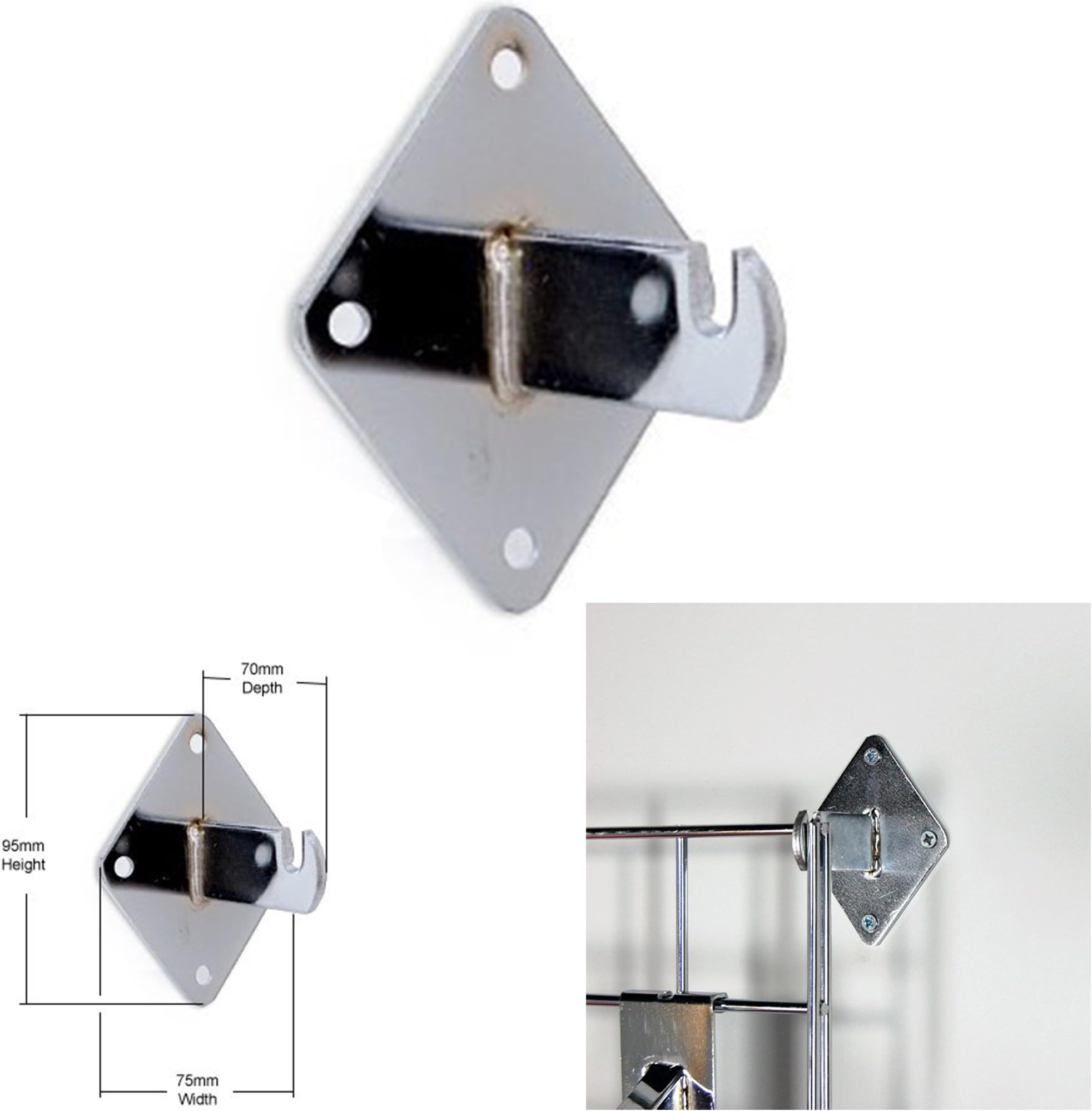 GRIDWALL/ GRID WALL MESH CHROME SHOP DISPLAY PANEL - ACCESSORY: WALL BRACKET (8)