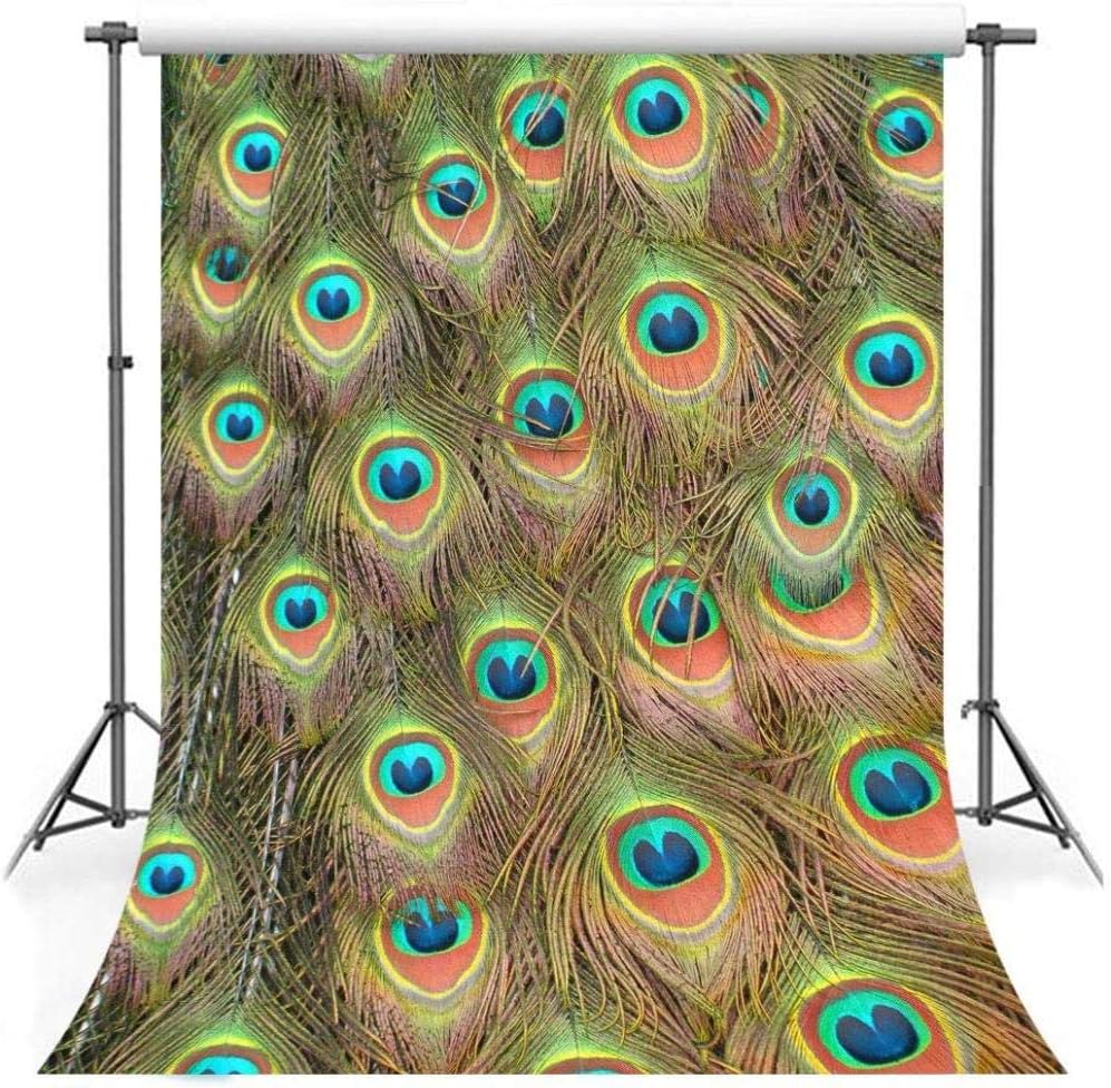 HD Peacock Feather Pattern Backdrop for Photography 5x7ft Cotton Cloth