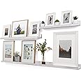 Rustic State Ted Picture Ledge - Set of 3 Floating Wall Mount Wood Shelves - Narrow Long Photo Frame Display for Living Room, Office, Kitchen, Bedroom, Bathroom Décor - Burnt White