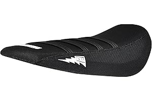 Enjoy Mfg Seat Cover - Compatible with Sur Ron Sur-Ron Light Bee MX & X E-Bike - Ribbed- #349 (Bolt Logo) (All Black with Black Ribs)