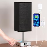 Aooshine Touch Bedside Lamp with USB C A Charging Ports, 3-Way Dimmable