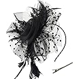 Fascinators Hats 20s 50s Pillbox Hat Cocktail Tea Party for Women (Black, One Size)