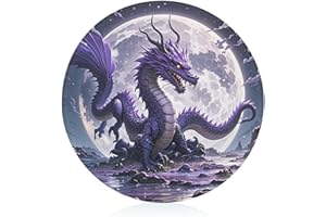 Purple Dragon Purple Moon Chopping Board for Vegetables, Tempered Glass Cutting Board for Kitchen, Non-Slip Round Chopping Bo