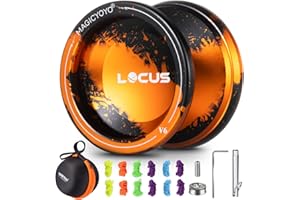 MAGICYOYO V6 Locus Yoyo for Kids 8-12 - Dual-Mode Responsive/Unresponsive for Adults | Pro Tricks Yo-yo with 12 Strings | Includes Bearing Remover Kit + Carry Bag (Premium Black/Gold)
