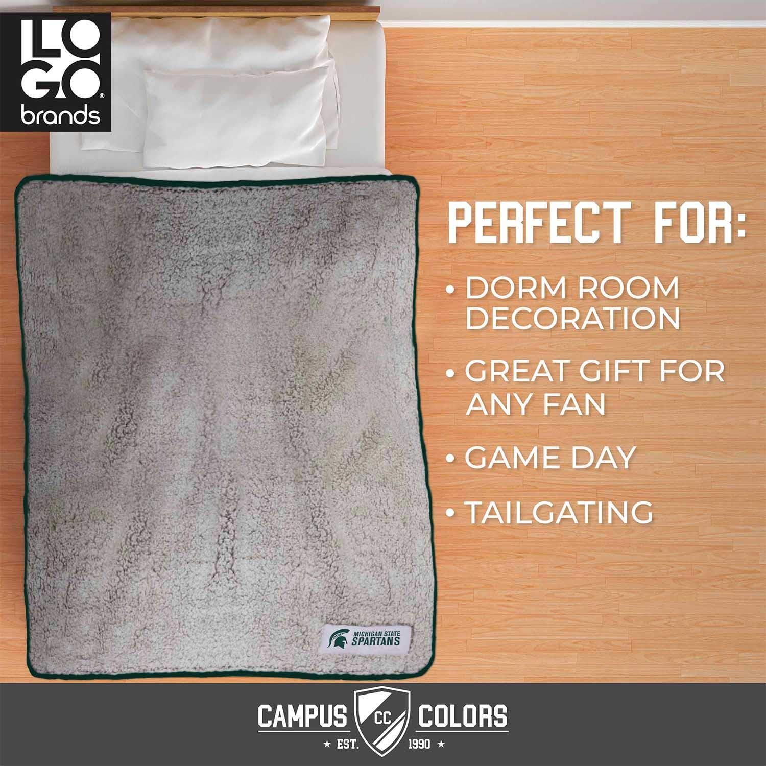Logo Frosty Fleece 60 X 50 Blanket (Michigan State Spartans - Team Color, ) : Sports & Outdoors