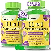 (2 Packs) Phosphatidylserine 600mg Gummies, Brain Supplement for Memory, Focus and Concentration - Phosphatidylserine Memory Supplement with Alpha GPC, B6 & B12 for Brain and Cognitive, 120 Gummies