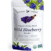 Ancient Choice - Wild Blueberry Powder (4 ounces) | USDA Organic | Freeze Dried | Non-GMO | Sourced From Pristine Countryside | Vegan Superfood | Vegetarian | Smoothie | Baking | Fiber | Prebiotic