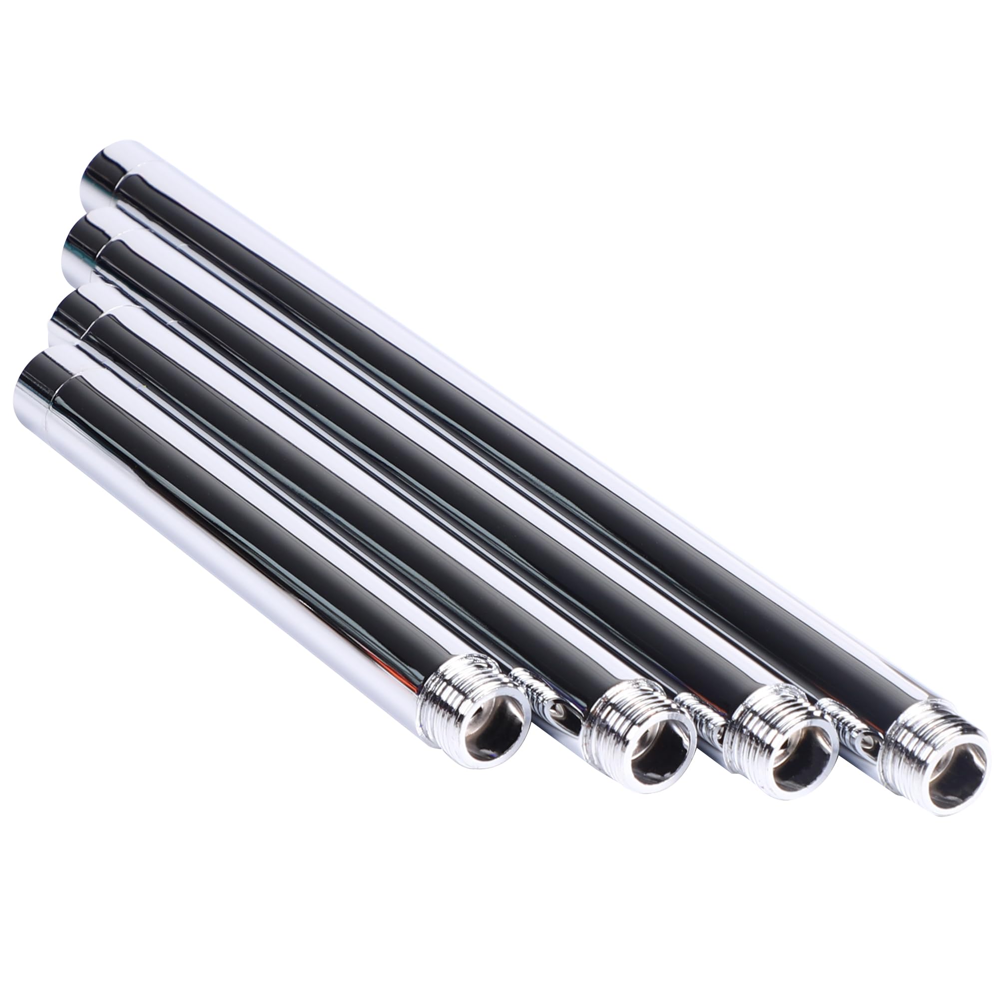 Fuworance One Pcs Straight Shower Head Extension Arm Round Rain Shower Head Extender Bar Stainless Handheld Shower Head Extender Tube G1/2 Inch Connector Shower Arm Extra Hose Pipe Chrome (20cm)