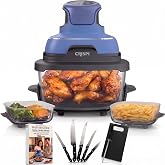 Ninja CRISPi 5-in-1 Portable Glass Air Fry Cooking System FN103CO (Renewed) Deco Essentials 5-Piece Knife Set with Cutting Board + Master Guide to Ninja CRISPi Air Fryer + Recipe Collection