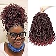 Youngther Yanky twist crochet hair 16inch Fluffy Spring Twist with curly crochet hair pre looped Synthetic hair extension（16inch M1B/BUG 6PCS）