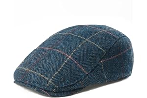 FEINION Men Wool Blend Flat Cap Tweed Newsboy Ivy Hat