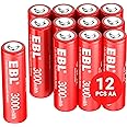 EBL AA Rechargeable Lithium Batteries 3000mWh Double A Battery 1.5V Constant Voltage and Long-Lasting (Pack of 12)
