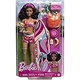 Barbie HPL69 Surf Doll Articulated Mannequin Brown Surfboard Puppy Themed Accessories Children's Toy from 3 Years