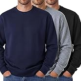 Taiyin 3 Pack Men's Lightweight Fleece Crewneck Sweatshirt Long Sleeve Sweatshirt for Men