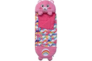 Happy Nappers: Care Bears Sleep Sack Large - Cheer Bear - 66 x 30, 2-in-1: Plush Character Opens Into Sleeping Bag, Soft Nap & Play Animal, Kids 3+