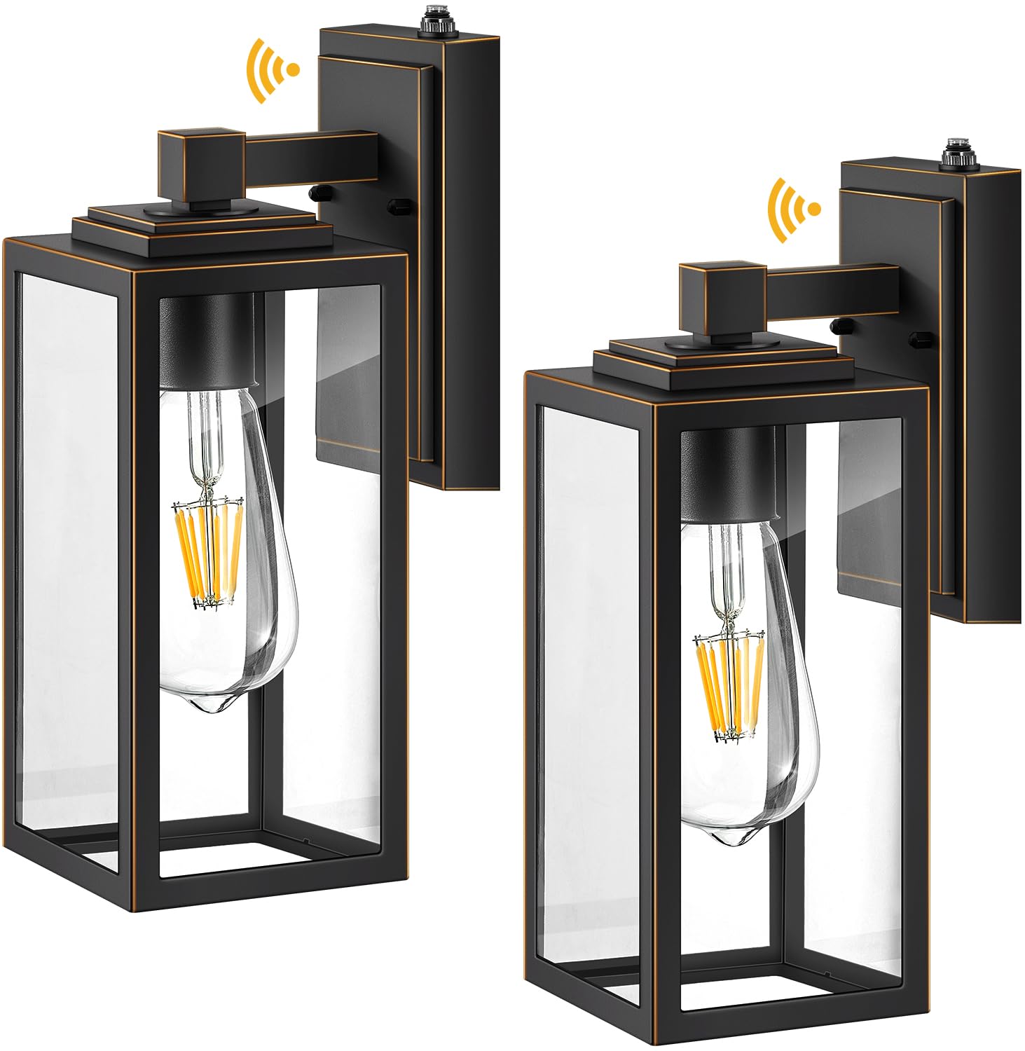 Photo 1 of VIANIS 2 Packs Black Gold Outdoor Lights, Anti-Rust Porch Light Wall Mount, Waterproof Garage Light Lantern with Clear Glass, UL Listed Black Lights Sconce for House, Patio, Front Door