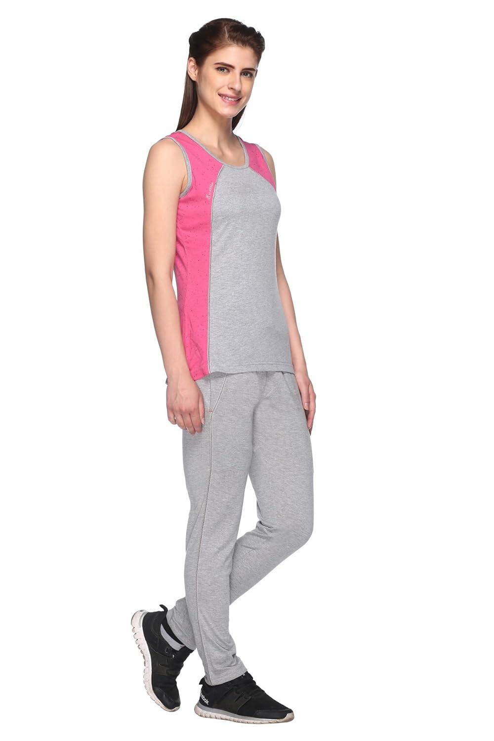ex10sive women's round neck sleeveless cotton blended active wear setsummer wear