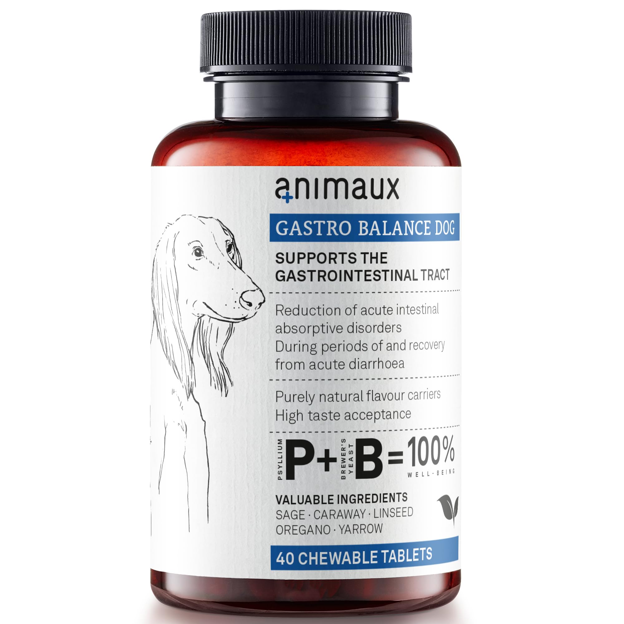 animaux Gastro Balance - 40 chewable tablets to support the gut - for dogs with diarrhea, acute intestinal absorption disorders, bloating, after deworming, supportive during dietary changes
