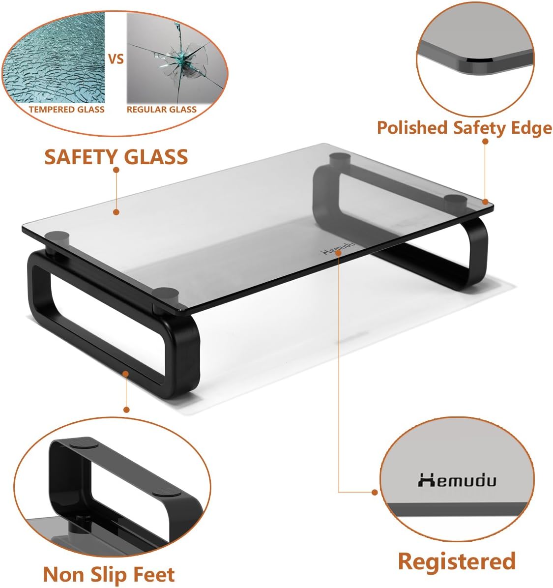 Hemudu Computer Monitor Stand Riser Multi Media Desktop Stand for Flat Screen LCD LED TV Laptop/Notebook/Xbox One - Image 3