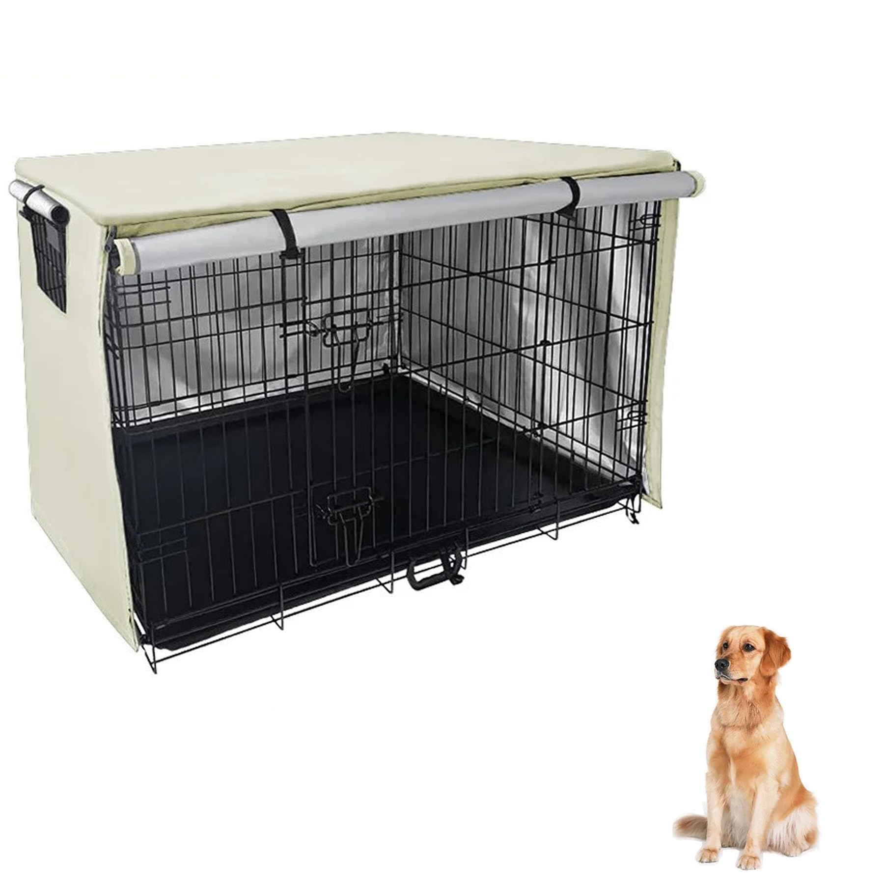 VADO VLTRA Dog Crate Cover, Warmer Outdoor Dog Cage Cover Polyester Medium Kennel Cover with 1 Breathable Window&1 Front Opening Universal for 30 inches Wire Cage