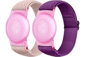 PBFairyy Elastic Nylon Bands for Apple AirTag for Kids, 2 Pack Nylon Watch Bands Compatible with AirTag, Adjustable Anti Lost Wristband for Toddler Child Elders