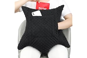 BNRENDLES Star Shape Hysterectomy Pillow for Abdominal Surgery with 2 Pockets, Hysterectomy Pillows Must Have Recovery Gift Post Surgical Stomach Tummy Tuck Belly Cushion, Minky Dot Black