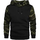 AOTORR Men's Pullover Hoodie Blend Fleece Long Sleeve Contrast Color Military Sweatshirt with Kanga Pocket