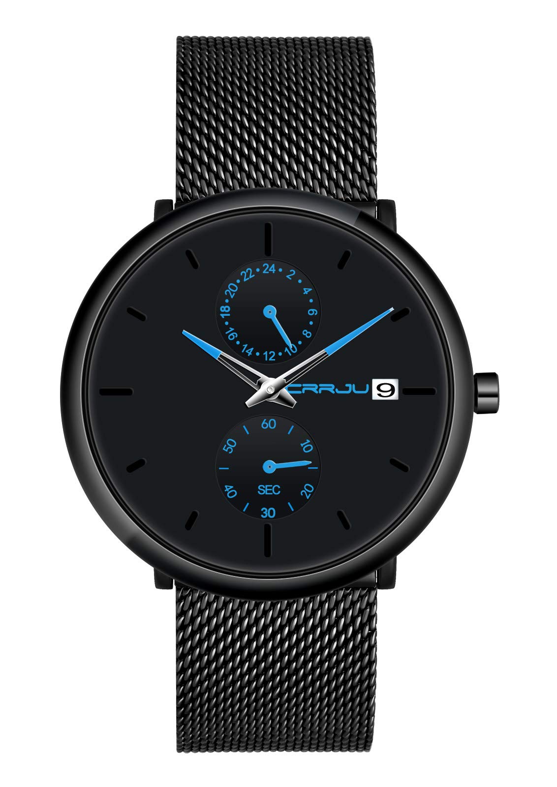 MicLee Men's Wrist Watches, Men's Boy's Quartz Watch, Business Watch, Student Casual Watch, with Calendar, Alloy Watch, Mineral Glass dial Window, Stainless Steel mesh Band