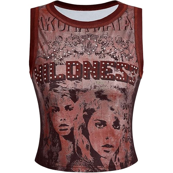 SOLY HUX Women's Graphic Tank Tops Y2k Gothic Scoop Neck